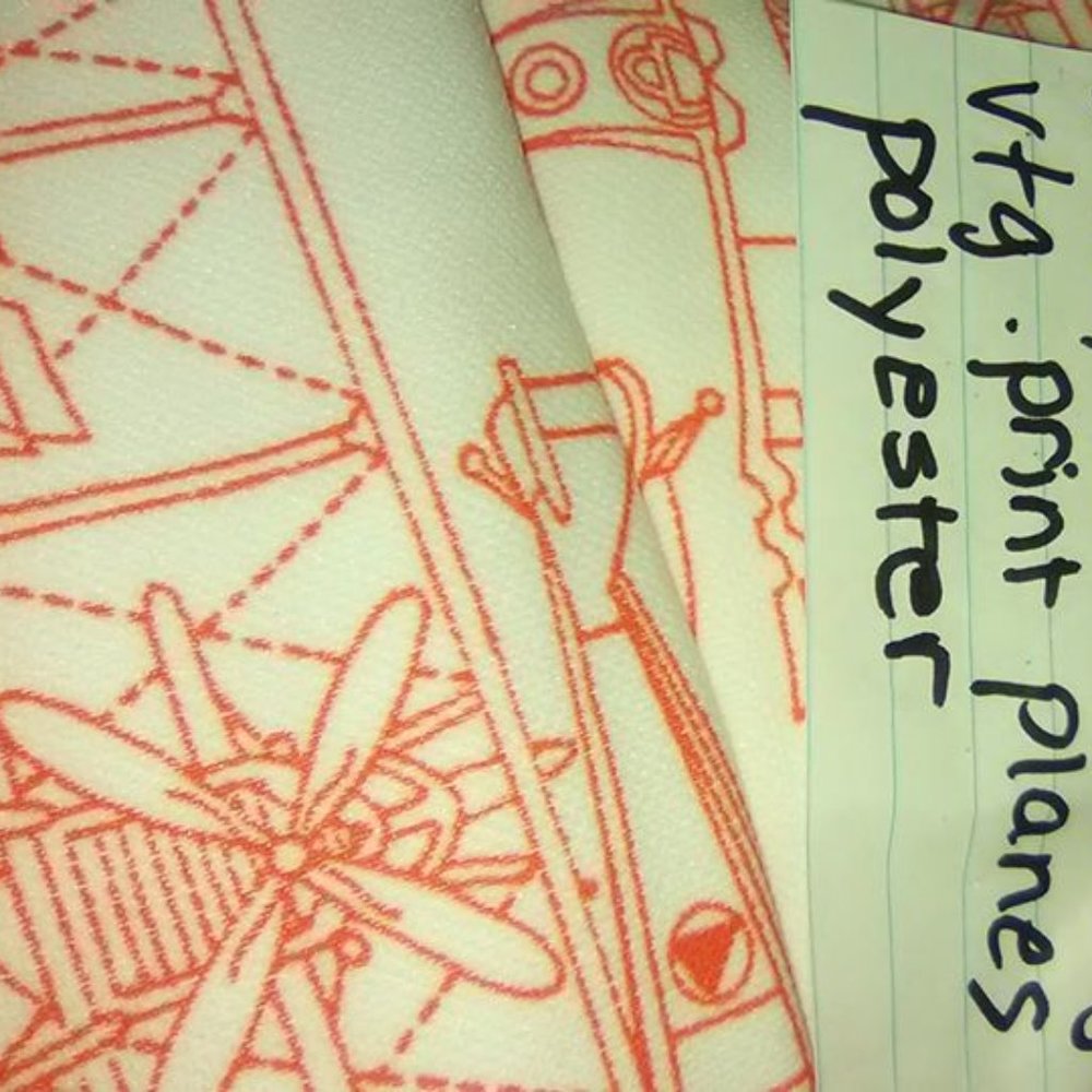 VINTAGE FABRIC  1970's Polyester 7 yards airplanes